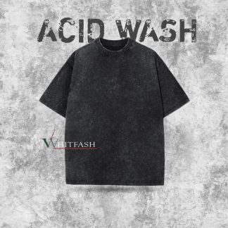 Acid wash Ribbed Neck black - whitfash