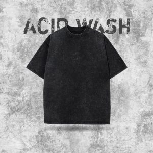 Acid wash Ribbed Neck black - whitfash