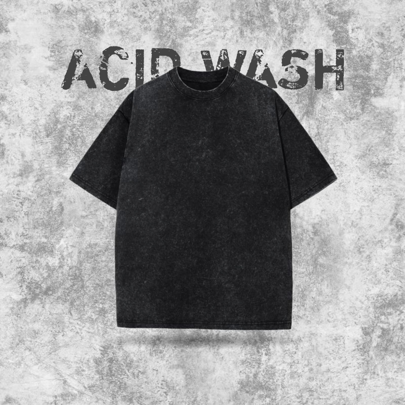 Acid wash Ribbed Neck black - whitfash