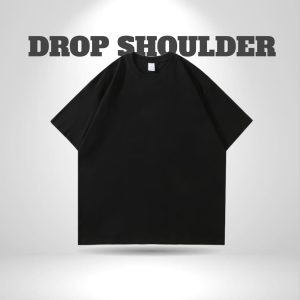 drop shoulder black solid - whitfash