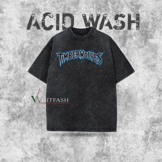 Acid wash Black Drop shoulder T-shirt - Timberwolves - Whitfash