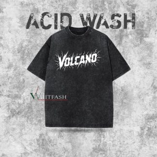 Acid wash Black Drop shoulder T-shirt - Volcano - Whitfash