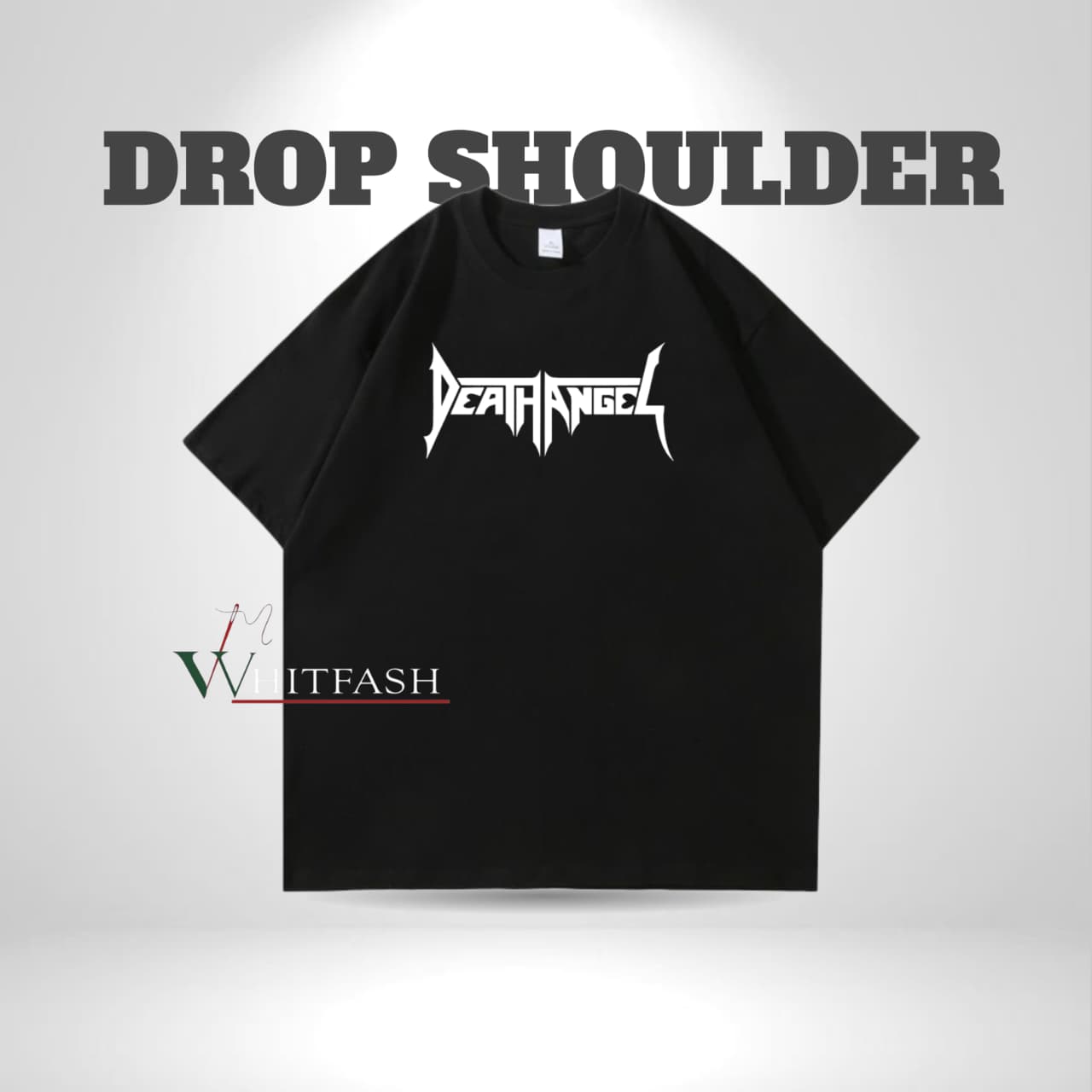 Drop shoulder Black T-shirt - Death Angel - Whitfash