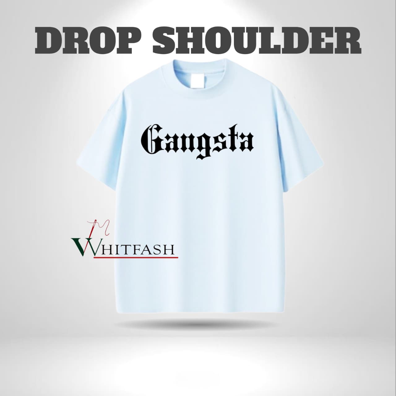 Drop shoulder Sky Blue T-shirt - Gangsta - Whitfash