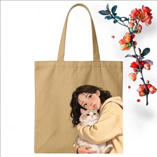 Tote Bag Customize Design Cat Lover, Beige - Whitfash