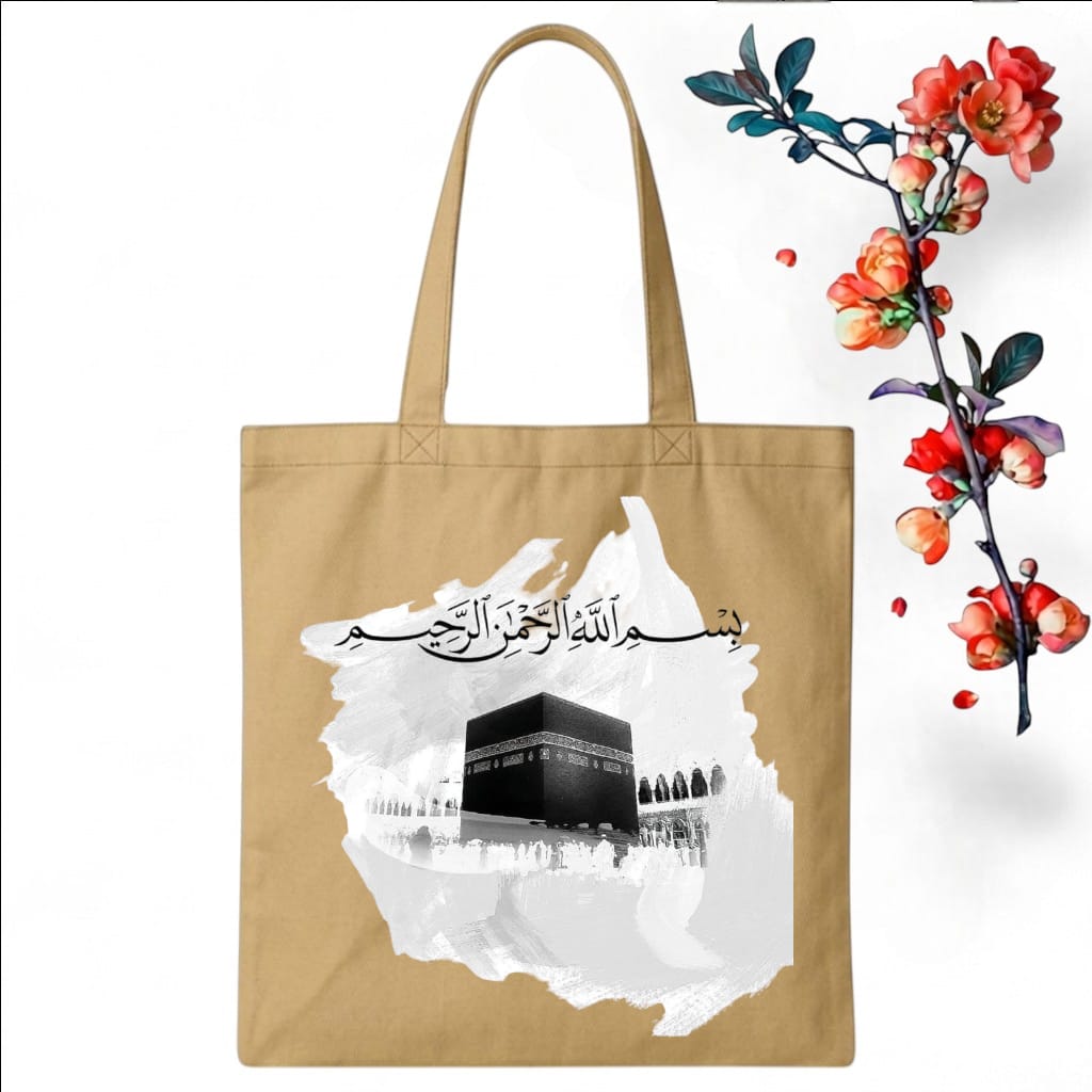 Tote Bag Customize Design Kaaba Sharif, Beige - Whitfash
