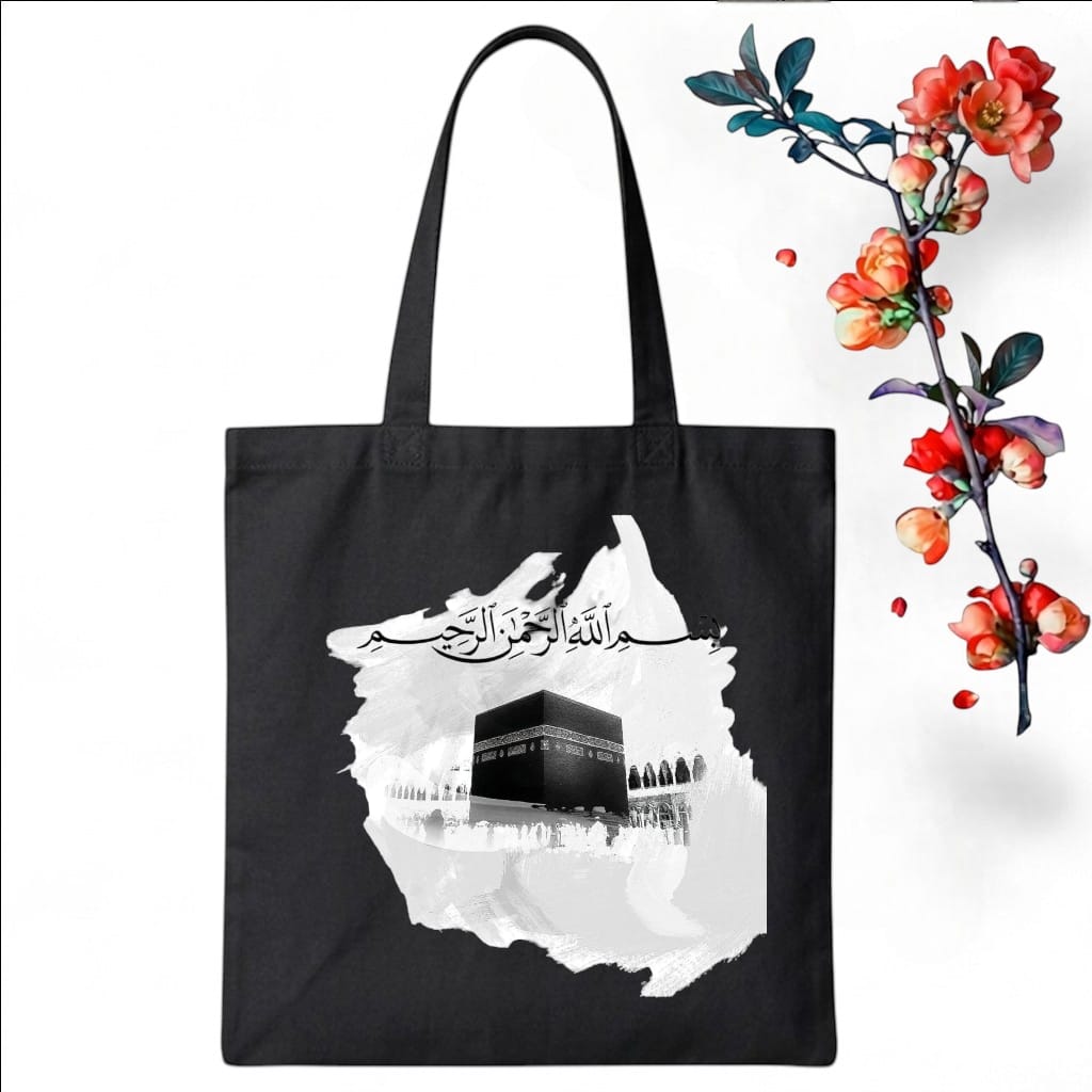 Tote Bag Customize Design Kaaba Sharif, Black - Whitfash