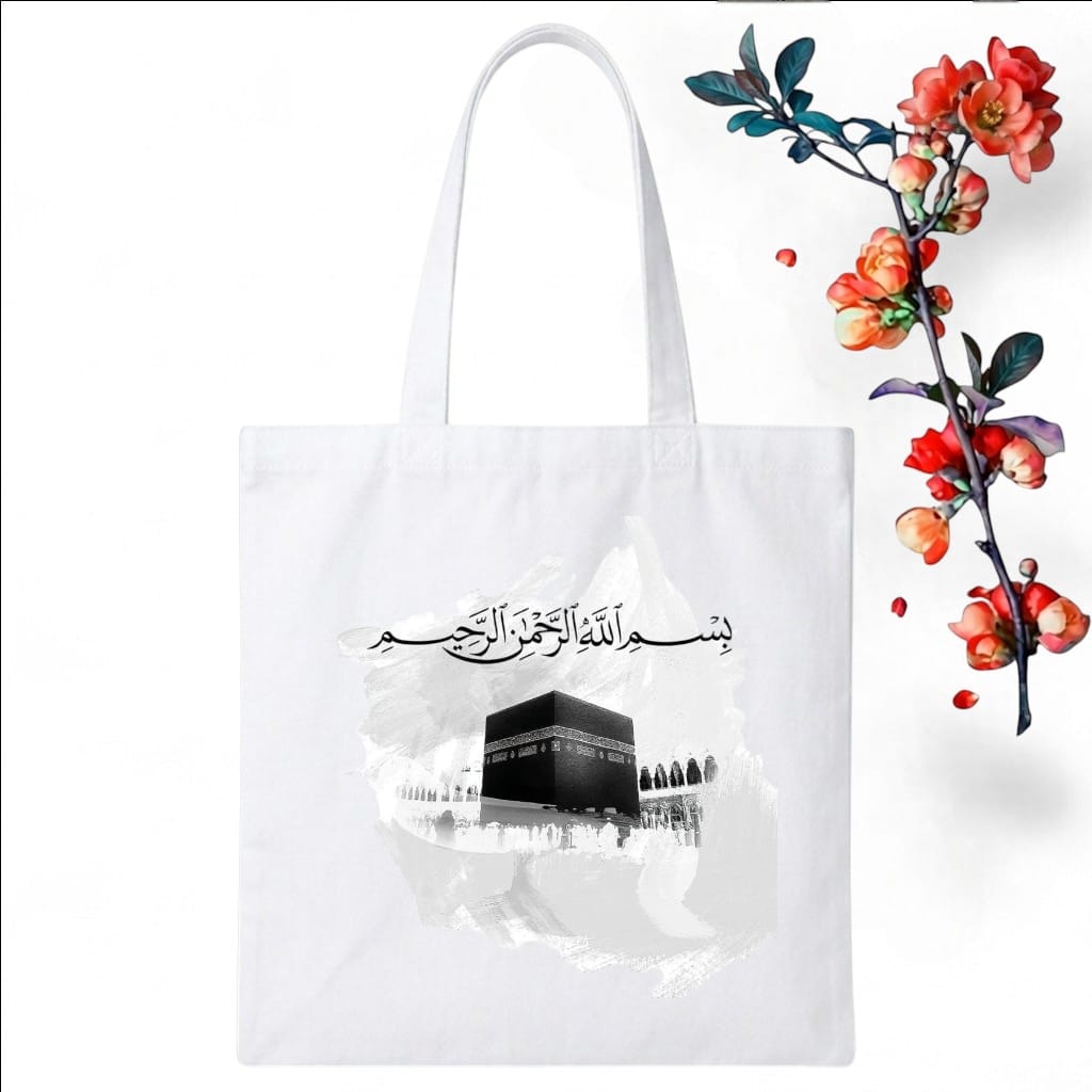 Tote Bag Customize Design Kaaba Sharif White - Whitfash