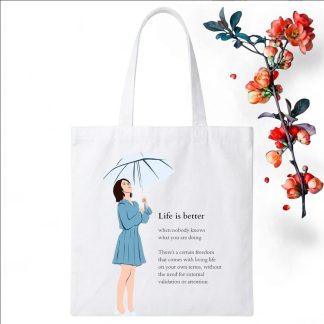 Tote Bag Customize Design Life Is Better, White - Whitfash