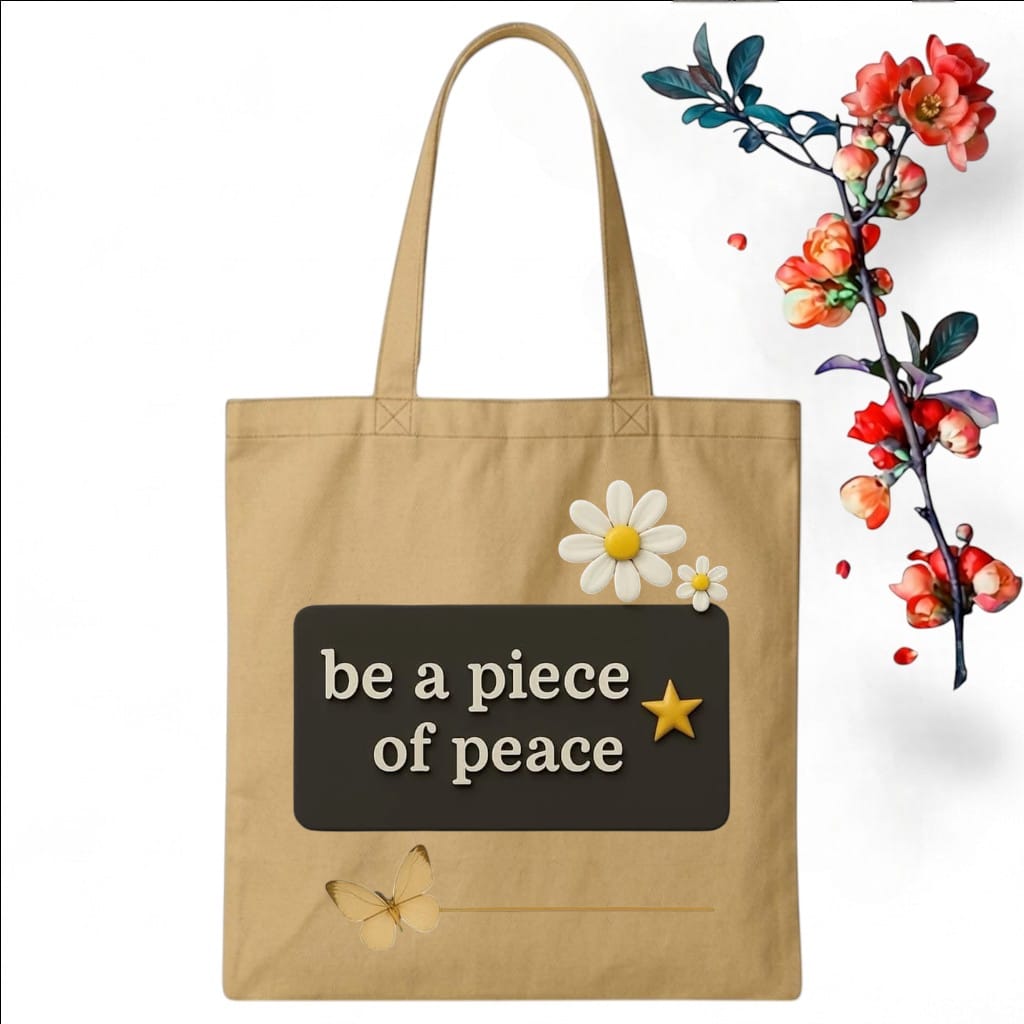 Tote Bag Customize Design Piece of Peace, Beige - Whitfash