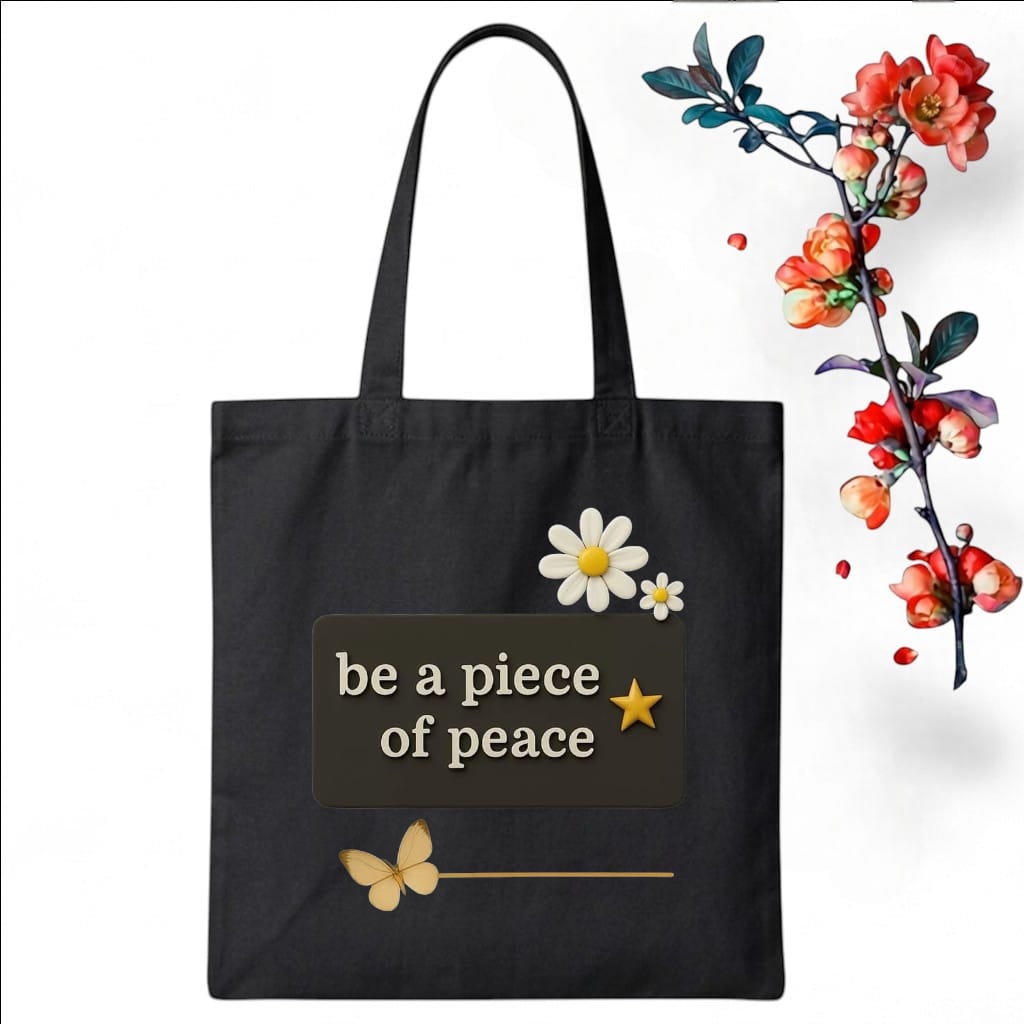 Tote Bag Customize Design Piece of Peace, Black - Whitfash