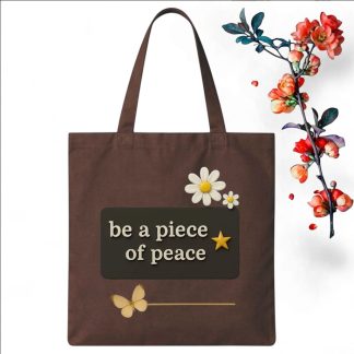 Tote Bag Customize Design Piece of Peace, Coffee - Whitfash