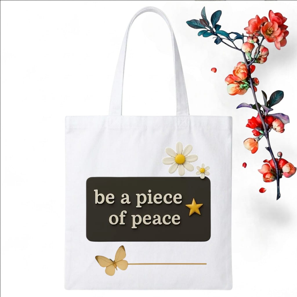 Tote Bag Customize Design Piece of Peace, White - Whitfash