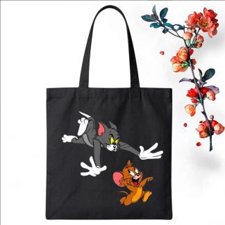 Tote Bag Customize Design Run Tom & Jerry, Black - Whitfash