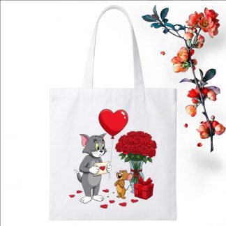 Tote Bag Customize Design Tom Love Jerry, White - Whitfash
