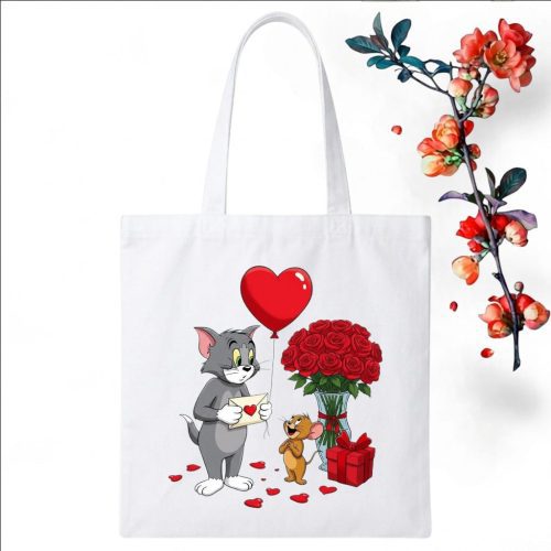 Tote Bag Customize Design Tom Love Jerry, White - Whitfash