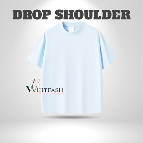 drop shoulder Sky Blue solid - whitfash