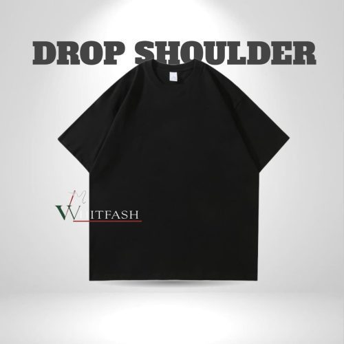 drop shoulder black solid - whitfash